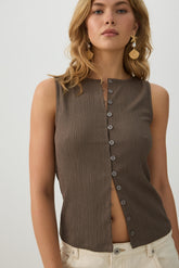 Seersucker Buttoned Vest