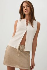 Seersucker Buttoned Vest