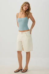 Beaded Ribbed Cropped Tank Top
