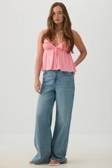 Tie Front Babydoll Tank Top