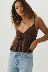 Tie Front Babydoll Tank Top