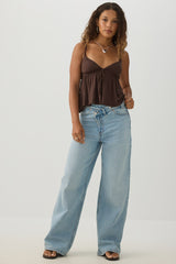 Tie Front Babydoll Tank Top