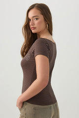 Printed Boatneck T-Shirt