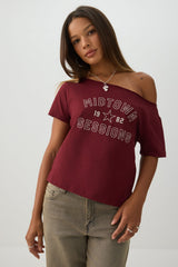 Graphic Off Shoulder T-Shirt