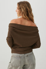 Off Shoulder Textured Knit Top