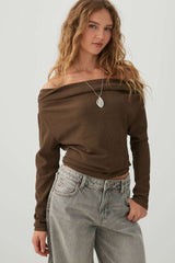 Off Shoulder Textured Knit Top