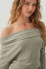 Off Shoulder Textured Knit Top