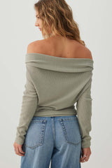 Off Shoulder Textured Knit Top