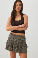 Tiered Knit Mini Skirt