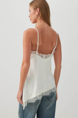 Asymmetric Satin Lace Trim Tunic