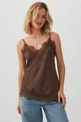 Asymmetric Satin Lace Trim Tunic