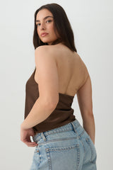 Satin Cowl Neck Halter Top