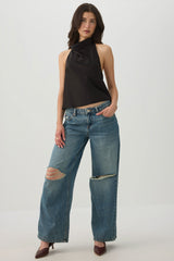 Satin Cowl Neck Halter Top