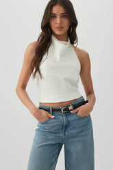 Satin Cowl Neck Halter Top