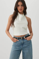 Satin Cowl Neck Halter Top