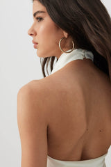 Satin Cowl Neck Halter Top