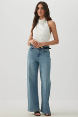 Satin Cowl Neck Halter Top