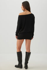 Asymmetrical Neckline Mini Dress