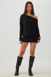 Asymmetrical Neckline Mini Dress