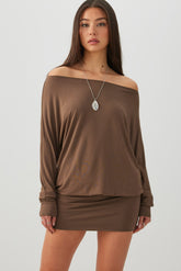 Asymmetrical Neckline Mini Dress