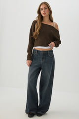 Off Shoulder Knit Sweater
