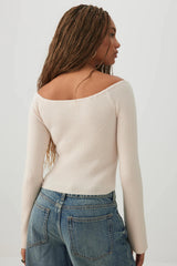 Off Shoulder Rib Knit Sweater