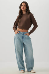 Ribbed Dolman Sleeve Sweater