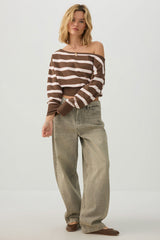 Striped Off Shoulder Sweater