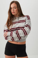 Striped Long Sleeve Polo Sweater