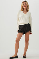 Satin Lace Trim Shorts