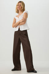 Mid Rise Satin Wide Leg Pants