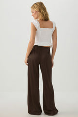 Mid Rise Satin Wide Leg Pants