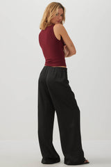 Mid Rise Satin Wide Leg Pants