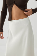 Satin Lace Trim Maxi Skirt