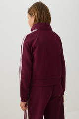 Zip Up Mock Neck Sweatshirt with Lace Details