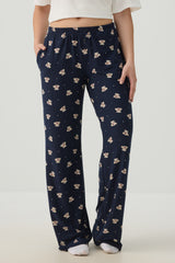 Teddy Print Super Soft Straight Leg PJ Pants
