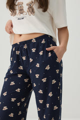 Teddy Print Super Soft Straight Leg PJ Pants