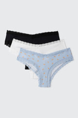 3-Pack Croissant Print Cheeky Panties