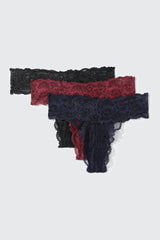 3-Pack Lace Thong Panties