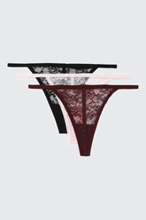 3-Pack Lace String Panties