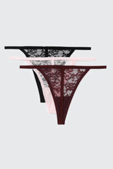 3-Pack Lace String Panties
