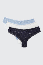 3-Pack Rib Cheeky Panties