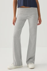 Rib Fold Over Waist Flare Leggings