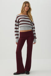 Rib Fold Over Waist Flare Leggings