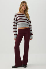Rib Fold Over Waist Flare Leggings
