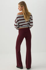 Rib Fold Over Waist Flare Leggings