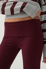 Rib Fold Over Waist Flare Leggings