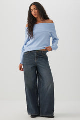 MODERAKNIT⢠Off Shoulder Foldover Sweater