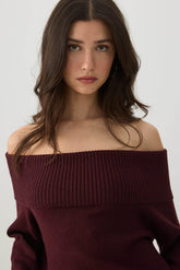 MODERAKNIT⢠Off Shoulder Foldover Sweater