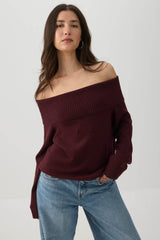 MODERAKNIT⢠Off Shoulder Foldover Sweater